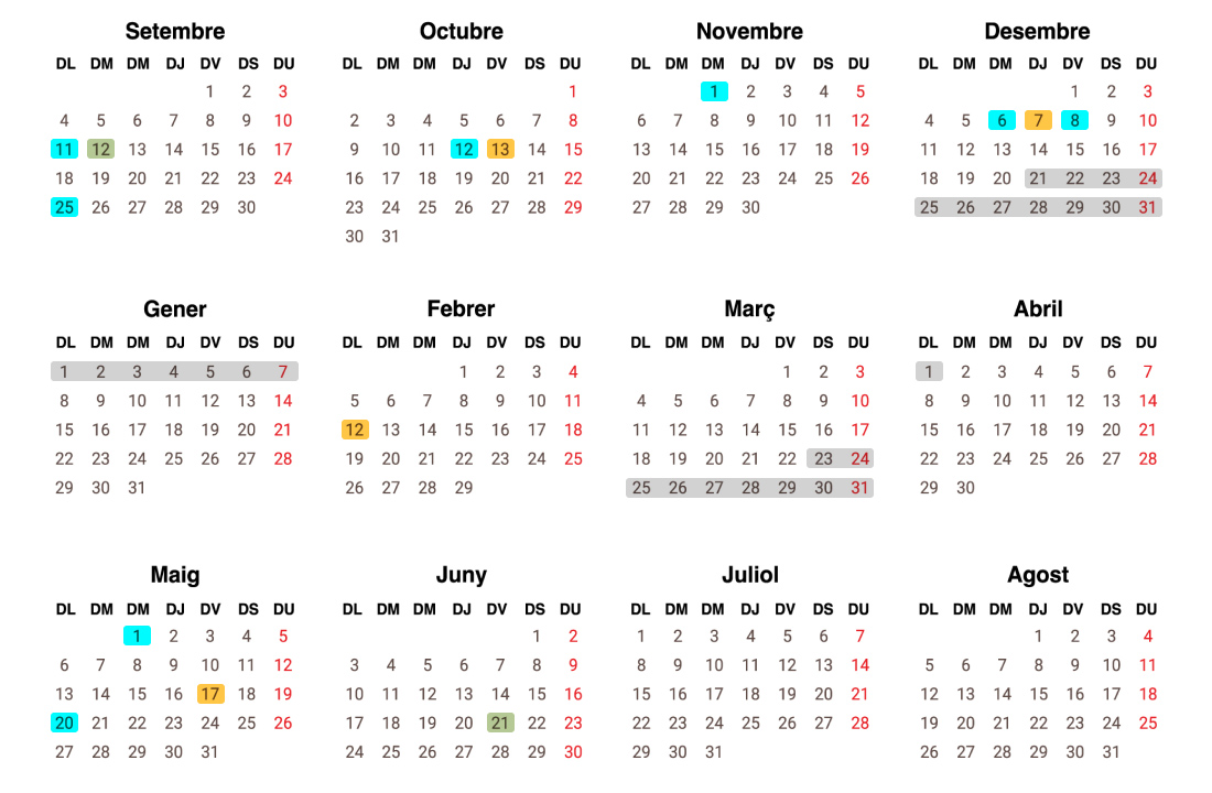 horari calendari 2023