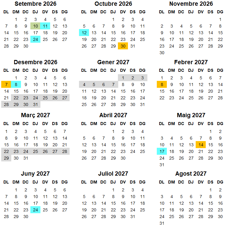 Calendari batxillerat 26-27